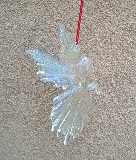 Orgonitový čirý Anděl s kamínky 16,5x8 cm  (PP104)