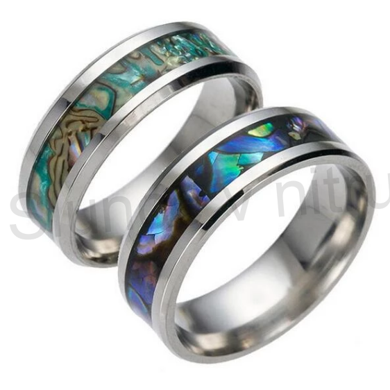 Prsten z chirurgické oceli a přírodní mušle Paua (BP343)