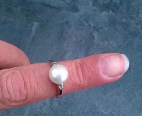 Minerální prsten s perlou (X581)