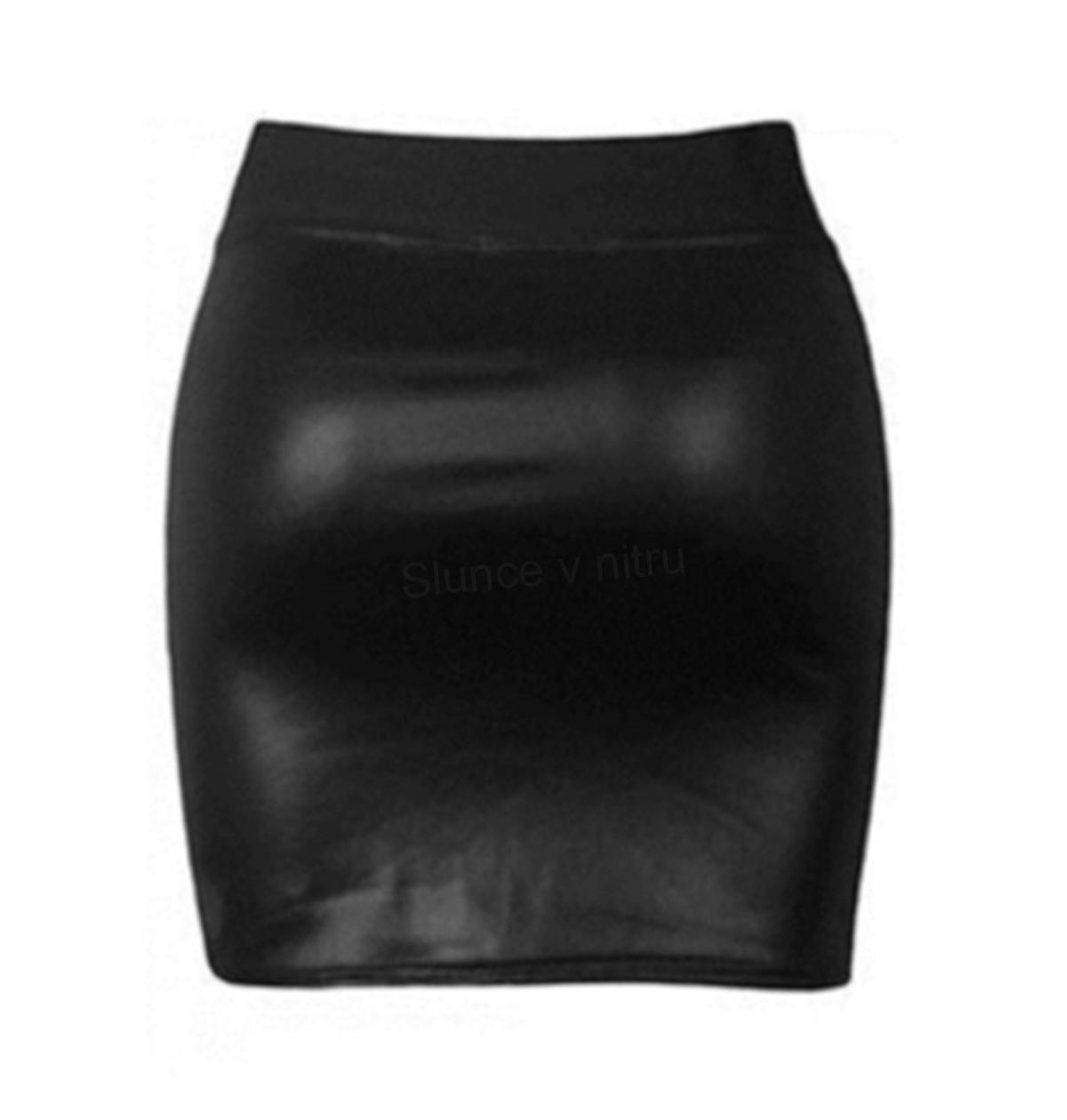 Dámská sexy černá minisukně z kůže – univerzální velikost (K120)