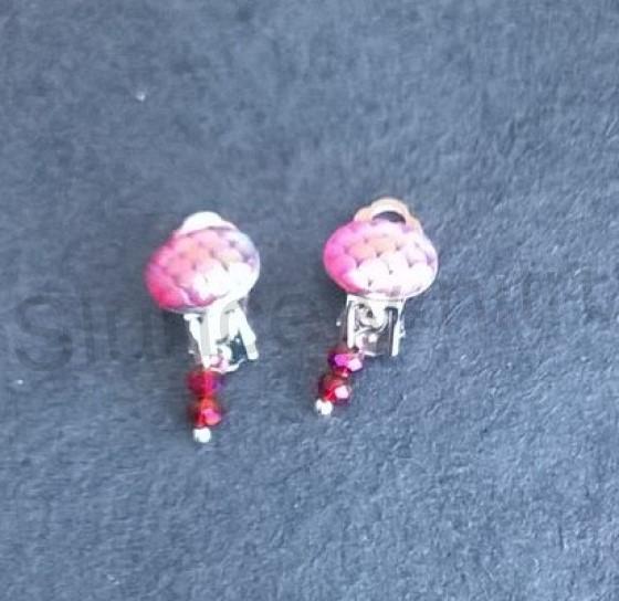 Náušnice klipsy s dračím vzorem měnicí a swarovski korálky 1,2 x 3 cm (BB532)