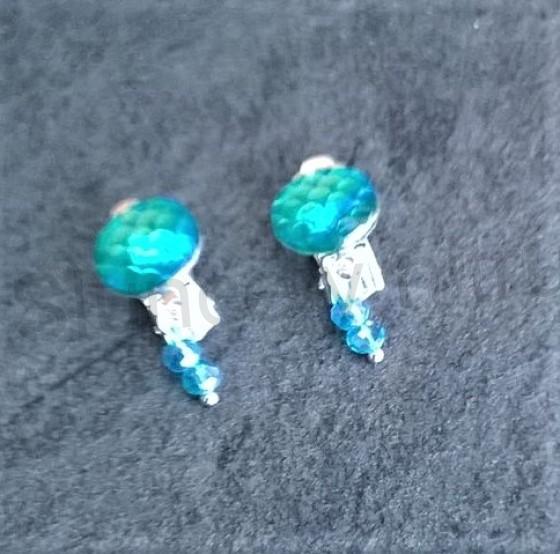 Náušnice klipsy s dračím vzorem měnicí a swarovski korálky 1,2 x 3 cm (BB538)