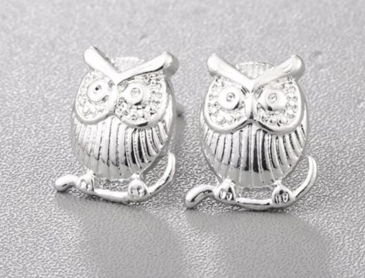 Puzetové náušnice Sova z chirurgické oceli více barev (BB544)