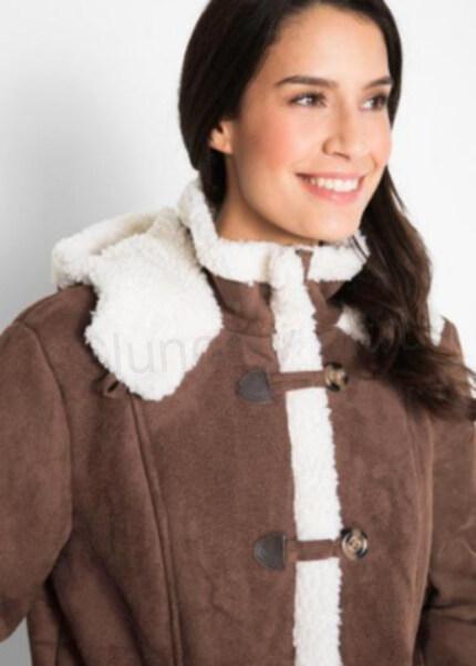 Moderní kabát, bunda s kožešinou velikost 46 (K126)