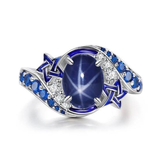 Prsten s hvězdou a krystaly velikost 59 (BP361)