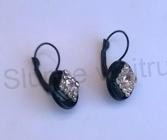 Černé náušnice s kamínky bilé (BB573)