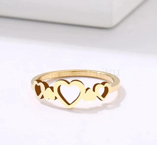 Nerez prsten srdce zlaté velikost 56 (BP364)