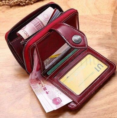 Dámská peněženka z pravé hovězí kůže hnědá (J33)