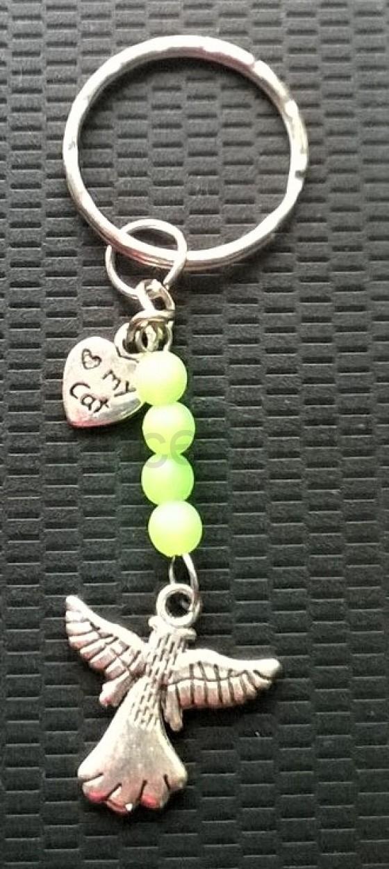 Přívěsek na klíče - anděl, srdce a luminus kuličky (H280)