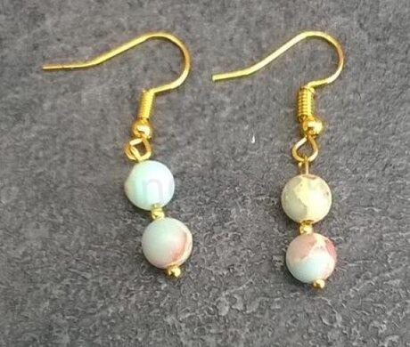 Minerální Serpentinové náušnice zlaté (X681)