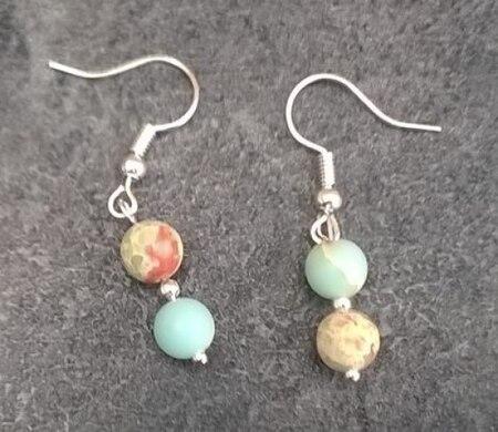 Minerální Serpentinové náušnice platinové (X682)