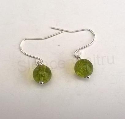 Minerální olivínové náušnice platinové (X693)