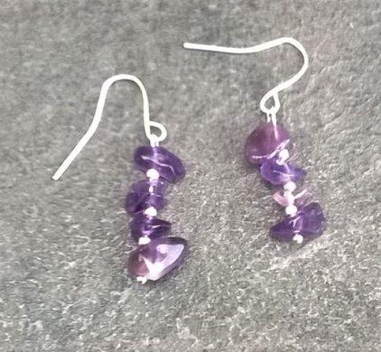 Minerální ametystové náušnice stříbrné (X703)