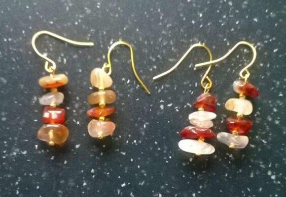 Minerální  náušnice karneol (X754)