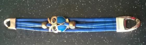 Pletený kožený náramek Sova červený (BC503)