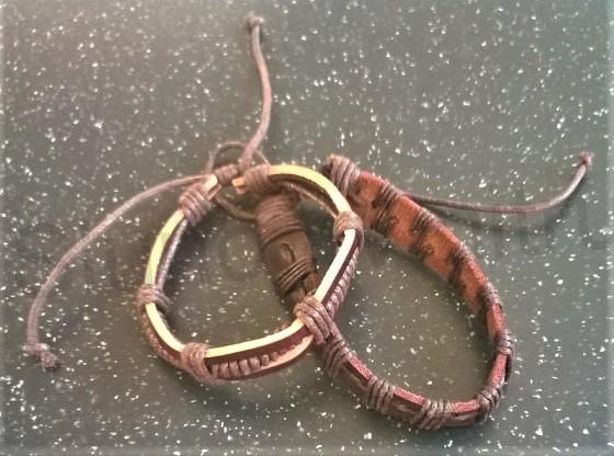 Kožený náramek nastavitelný pletený (BC524)