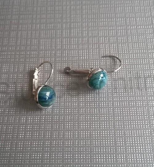 Minerální platinové Achátové náušnice 10 x 10 mm (X812)