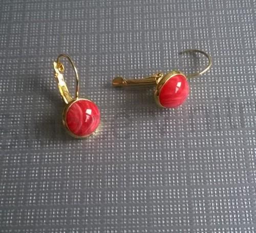 Minerální zlaté Achátové náušnice 10 x 10 mm (X813)