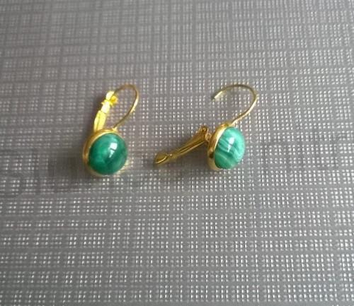 Minerální zlaté achátové náušnice, kabošon 10 mm (X816)