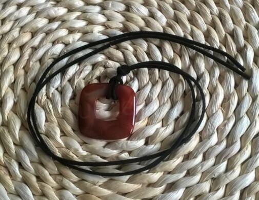 Náhrdelník donut čtverec 40 mm - Karneol s achátem (X888)