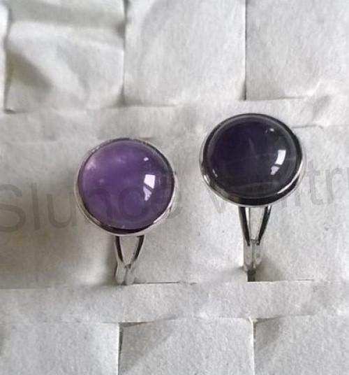 Nastavitelný minerální prsten ametyst 12 x 12 mm (X899)