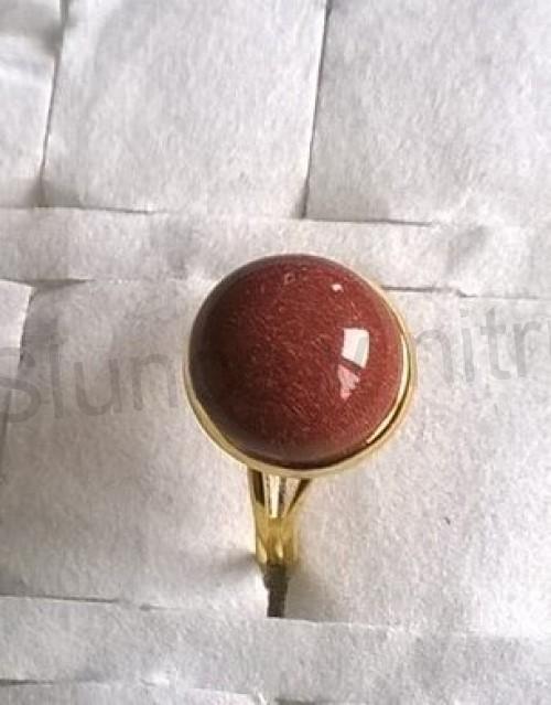 Nastavitelný minerální prsten aventurín 12 x 12 mm (X905)