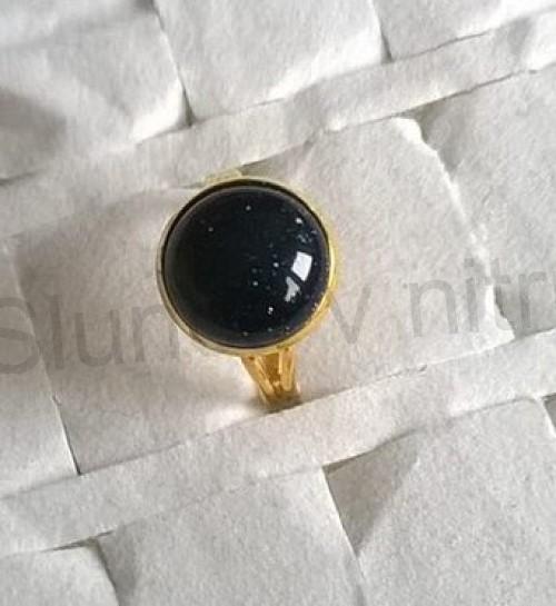 Nastavitelný minerální prsten aventurín 12 x 12 mm (X909)