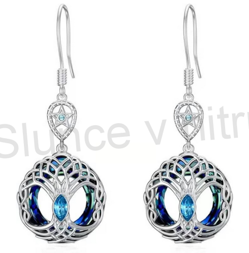 Visací křišťálové náušnice strom života (BB646)