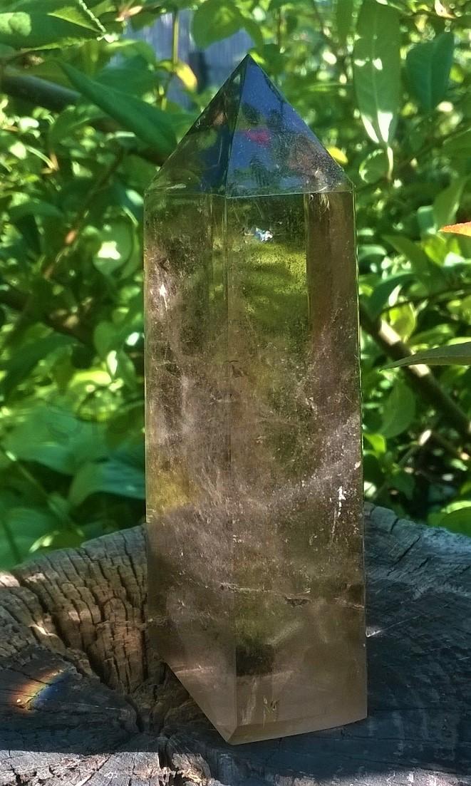 Záhněda broušená špice s duhami 300 g (Brazílie) (X1062)