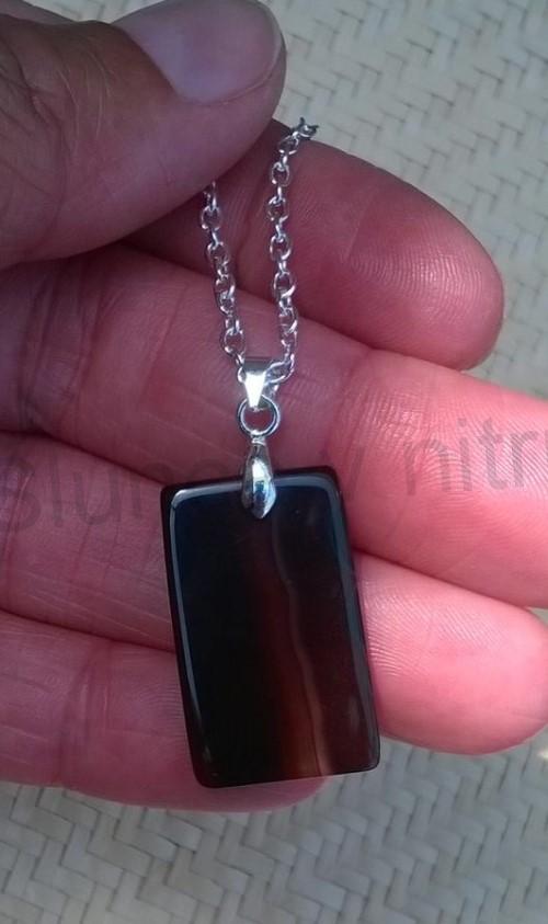 Achátová placička na řetízku (X1176)