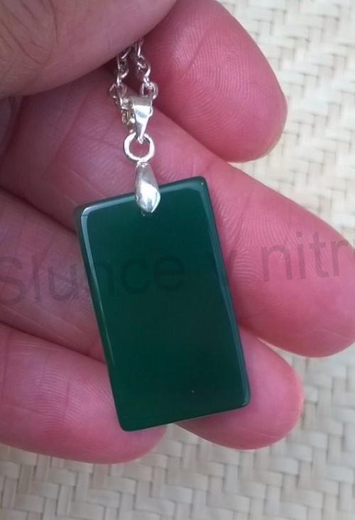 Achátová placička na řetízku – zelená (X1178)