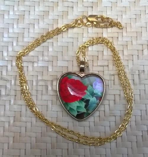 Náhrdelník s přívěškem květin srdce (BD532)