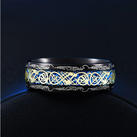 Dračí prsten z chirurgické oceli a uhlíkových vláken (BP393)