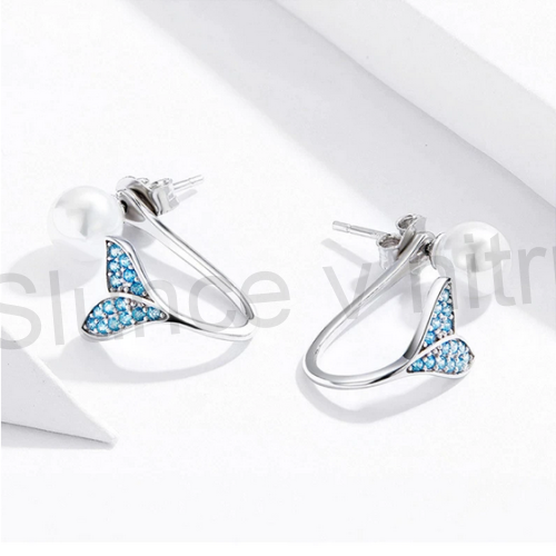 Puzetové náušnice mořská víla s krystaly (BB678)