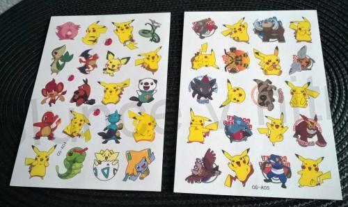 Voděodolné, dočasné tetovaní Pokemon,Pikachu číslo 6 (E90)