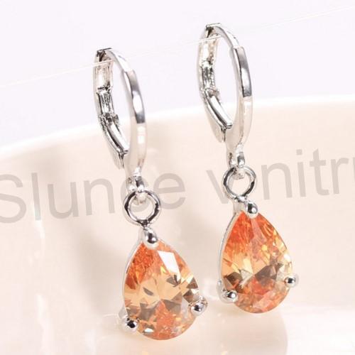 Dlouhé náušnice Swarovski krystal - kapka, oranžové (BB284)