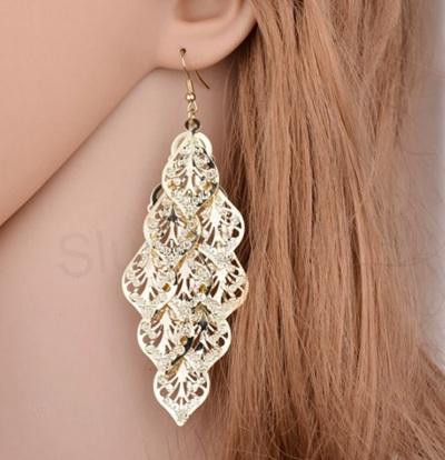 Dlouhé visací náušnice lístky (BB683)