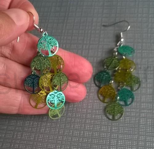 Dlouhé visací náušnice strom života barevné (BB686)