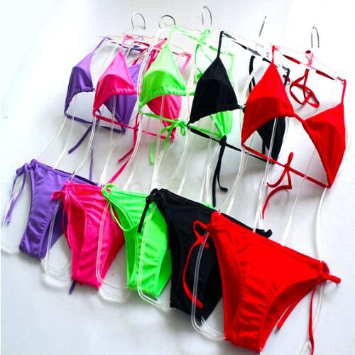 Dámské módní dvoudílné plavky bikini červené (K163)