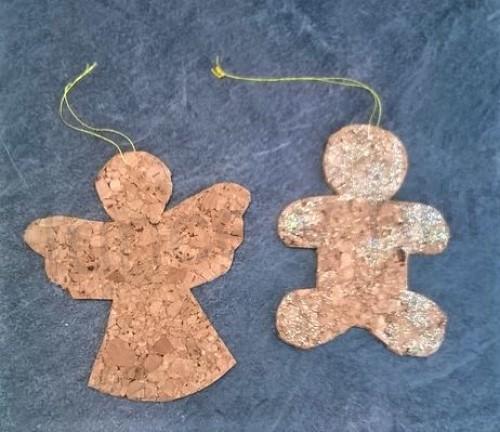Vánoční korkové ozdoby na zavěšení 10 kusů (V71)