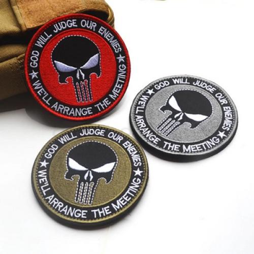 Vojenská našivka - Punisher na suchý zip včetně nášivky šedá číslo 2 (C632)