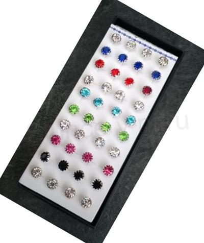 Postříbřené puzetové náušnice se zirkonem černé (BB711)