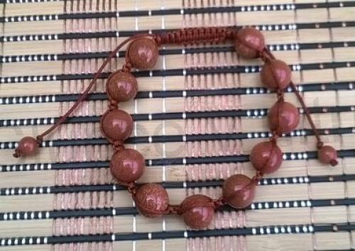 Minerální náramek aventurín zlatý shamballa (X1253)