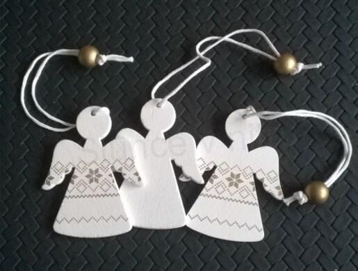 Dřevěné vánoční ozdoby anděl (H381)