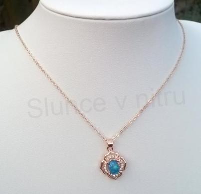 Opálový minerální náhrdelník – kytička osázená křišťálky (X1286)