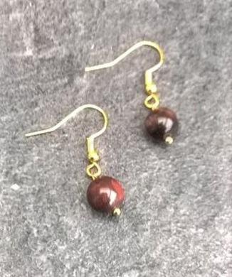 Minerální náušnice byčí oko pozlacené 8,4 x 8,4 mm (X1301)