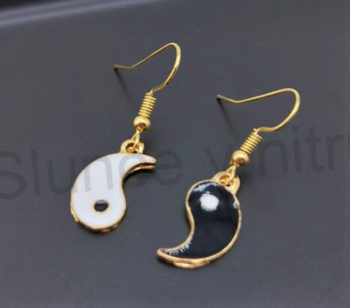 Visací náušnice Jina a Jang kapka, slza (BB719)