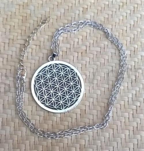 Náhrdelník s příveškem mandala postříbřeno (BD633)