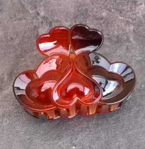 Střední skřipec do vlasů s ozdobou srdce. srdíčko 8,5 x 5,4 cm (H416)