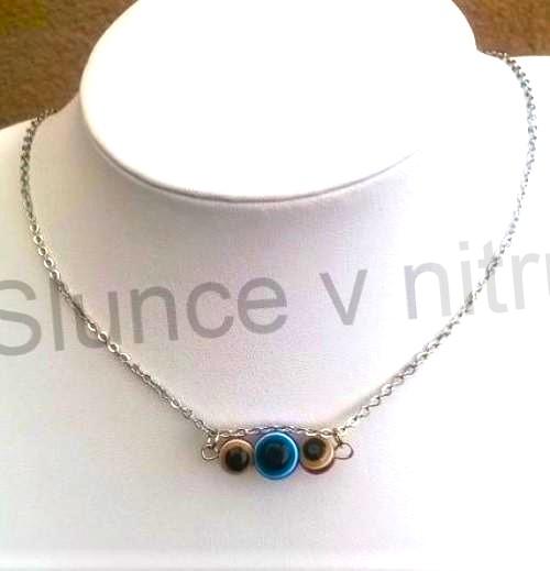 Řetízkový náhrdelník s příveškem oka, Hamsa (BD649)